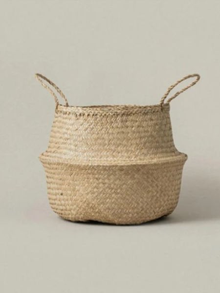 Bahçem Natural Katlanabilir Hasır Sepet Saksılık 38X40cm