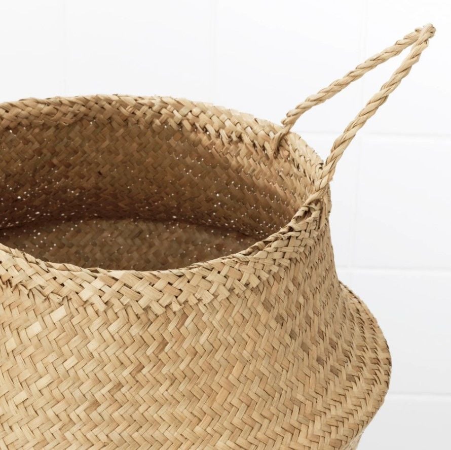 Bahçem Natural Katlanabilir Hasır Sepet Saksılık 28x30cm