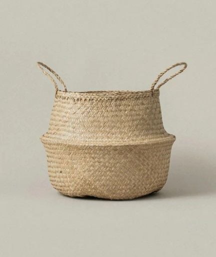 Bahçem Natural Katlanabilir Hasır Sepet Saksılık 23X20cm