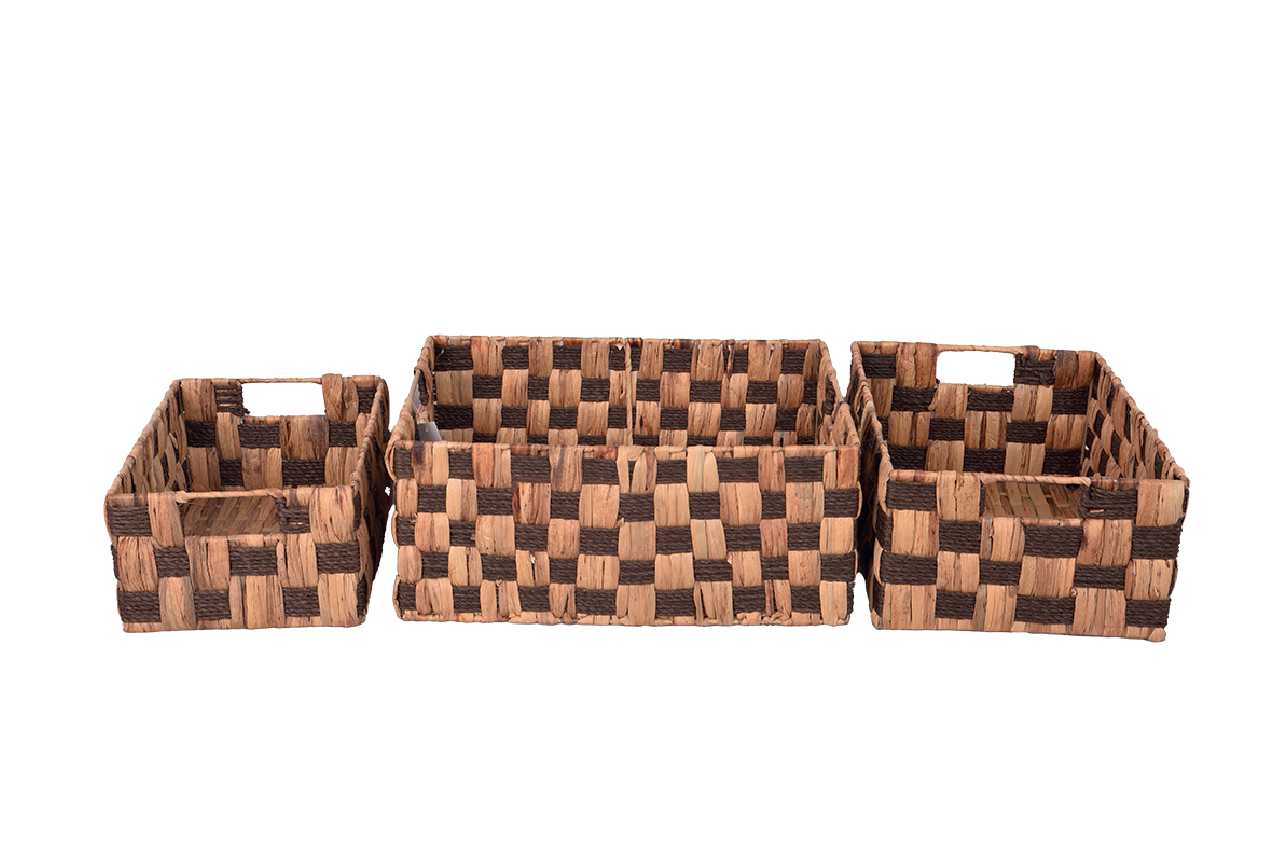 Bahçem Dekoratif Water Hyacinth / Su Sümbülü Hasır Sepet 3'Lü Takım Set