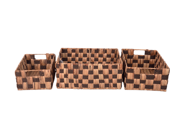 Bahçem Dekoratif Water Hyacinth / Su Sümbülü Hasır Sepet 3'Lü Takım Set