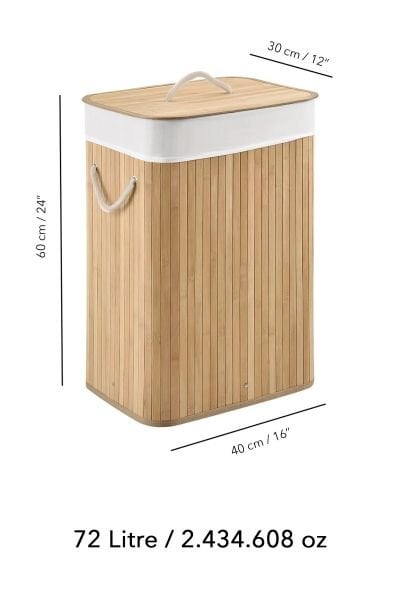 Bahçem Bambu Kirli Çamaşır Sepeti Dikdörtgen 40x30x60cm