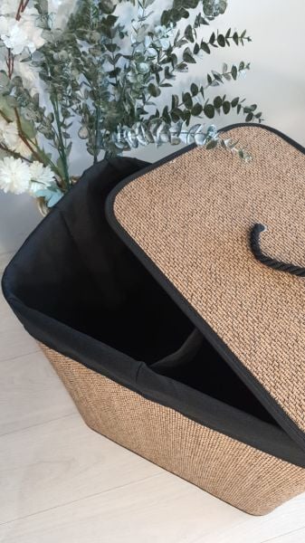 Bahçem Bambu 2 Bölmeli Kirli Çamaşır Sepeti Dikdörtgen 52X32X63 CM