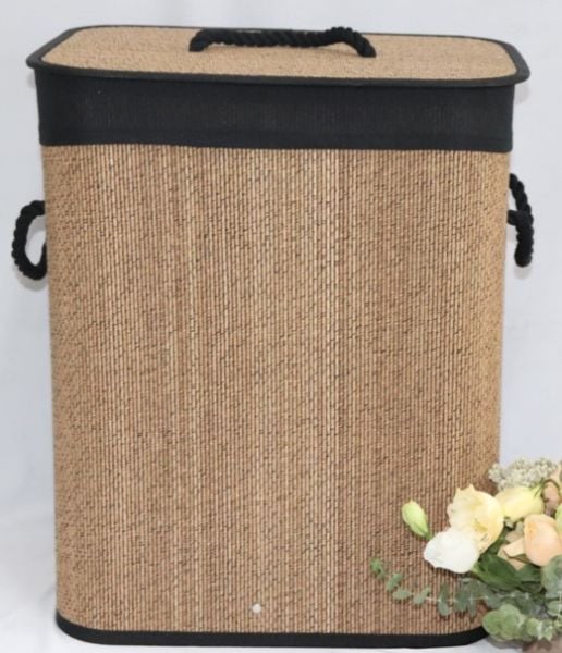 Bahçem Bambu 2 Bölmeli Kirli Çamaşır Sepeti Dikdörtgen 52X32X63 CM