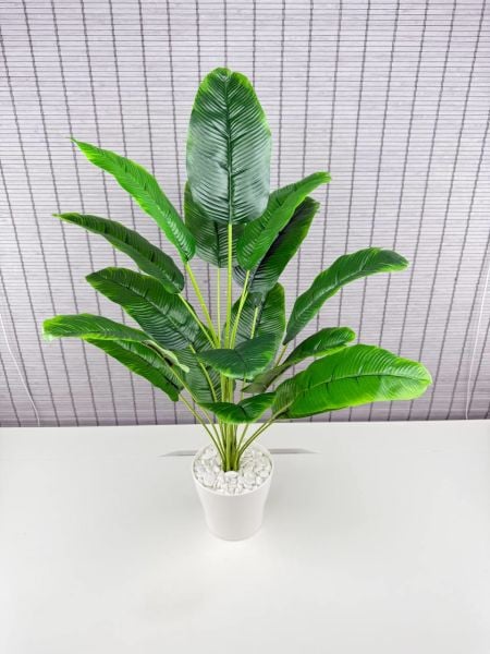 Bahçem Yapay Çiçek Starliçe Salon Çiçeği Beyaz Saksılı Yapay Bitki 18 Yapraklı 65 Cm