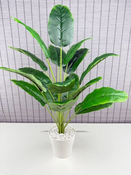 Bahçem Yapay Çiçek Starliçe Salon Çiçeği Beyaz Saksılı Yapay Bitki 18 Yapraklı 65 Cm