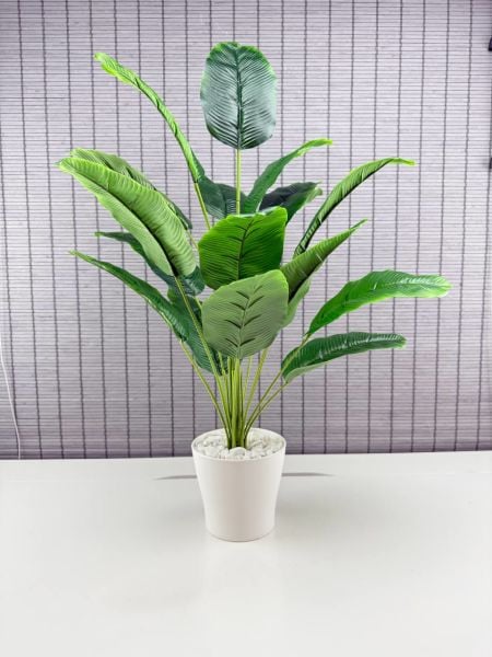 Bahçem Yapay Çiçek Starliçe Salon Çiçeği Beyaz Saksılı Yapay Bitki 18 Yapraklı 65 Cm