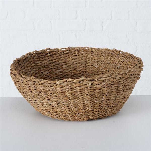 Bahçem Dekoratif Natural Renk Yuvarlak Seagrass Hasır Saksı/Sepet/Organizer 3'lü Set