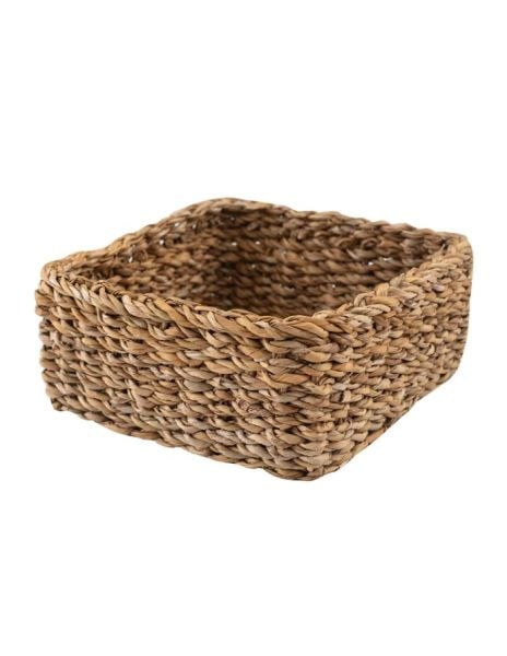 Bahçem Dekoratif Natural Renk Seagrass Dikdörtgen Hasır Sepet Düzenleyici 3'lü Set