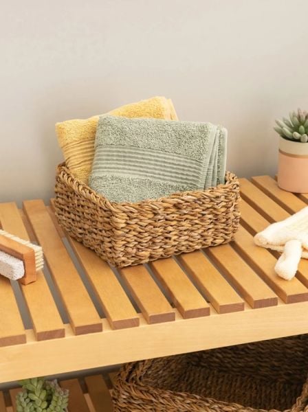 Bahçem Dekoratif Natural Renk Seagrass Dikdörtgen Hasır Sepet Düzenleyici 3'lü Set