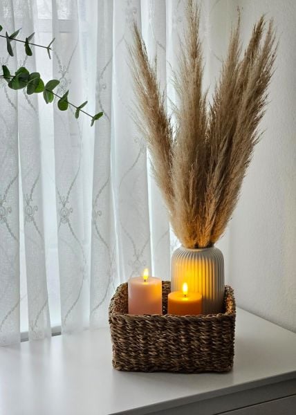 Bahçem Dekoratif Natural Renk Seagrass Kare Hasır Sepet 3'lü