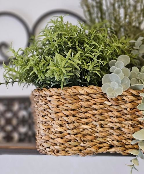 Bahçem Dekoratif Natural Renk Seagrass Kare Hasır Sepet 3'lü