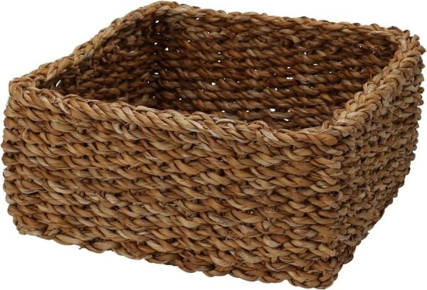 Bahçem Dekoratif Natural Renk Seagrass Kare Hasır Sepet 3'lü