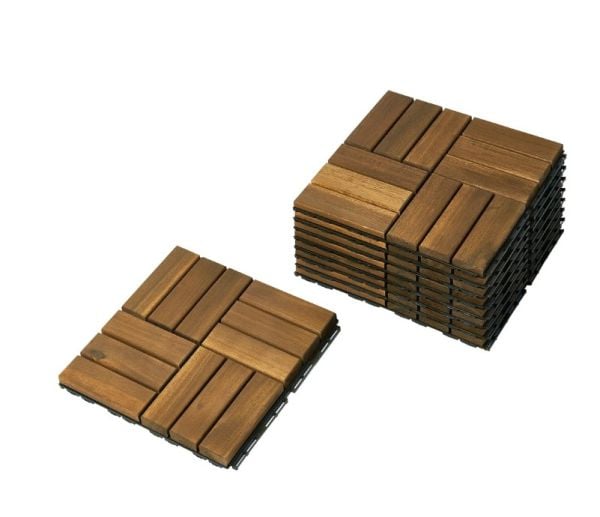 Bahçem Ahşap Yer Karosu %100 Akasya Ağacı 12 Dilim 30x30cm 0,81 M2 - 9 Adet