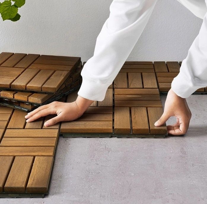 Bahçem Ahşap Yer Karosu %100 Akasya Ağacı 12 Dilim 30x30cm 0,81 M2 - 9 Adet