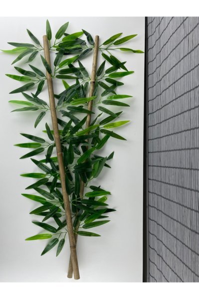 Yapay Yapraklı Dekoratif Bambu Çubuğu 90 cm 5 Adet