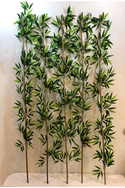 Yapay Yapraklı Dekoratif Bambu Çubuğu 180 cm 5 Adet