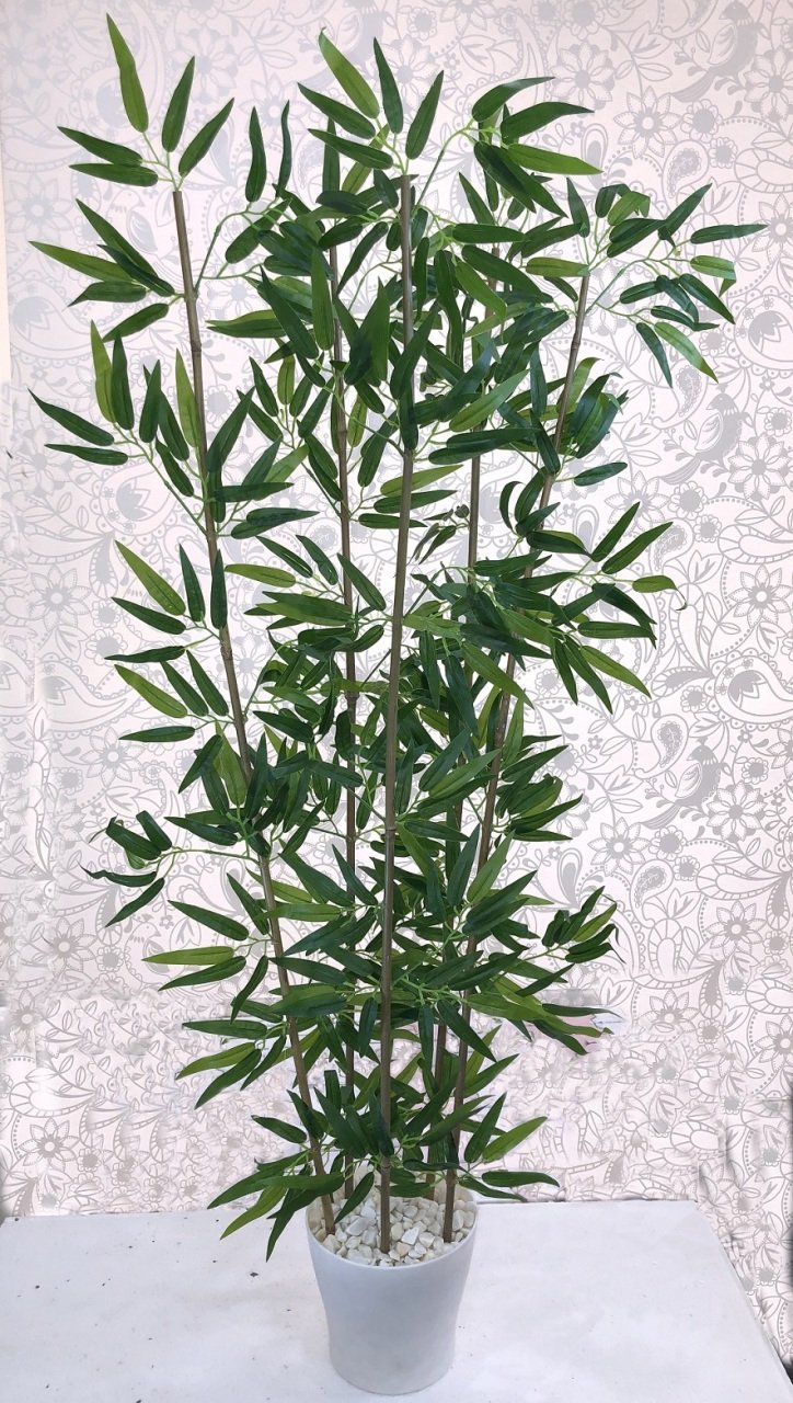 Yapay Yapraklı Saksılı Dekoratif Bambu Ağacı 120 cm 5 Gövde