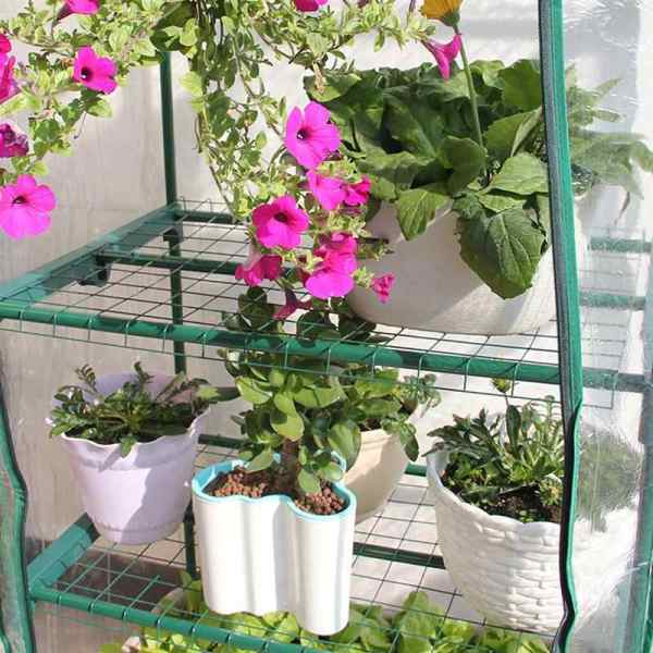 Şeffaf Portatif Metal Raflı 4 katlı Sera