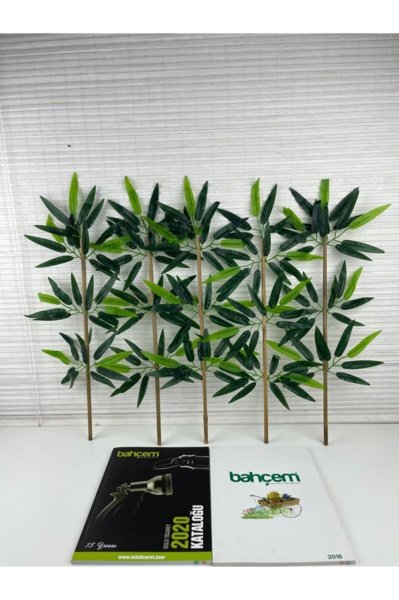 Yapay Yapraklı Dekoratif Bambu Çubuğu 45 Cm 5 Adet