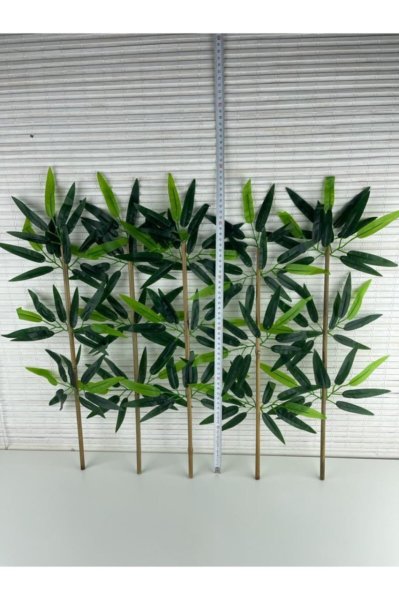 Yapay Yapraklı Dekoratif Bambu Çubuğu 45 Cm 5 Adet