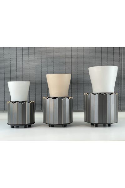 Bahçem Ahşap 3'lü Dekoratif Taç Model Yuvarlak Saksı Seti İç Saksılı Uslu Ticaret