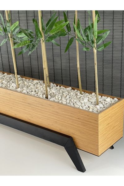 Ahşap 1 Mt Saksılı 10 Gövde 180cm Modern Ayaklı Dikdörtgen Yapay Yapraklı Dekoratif Bambu Seperatör