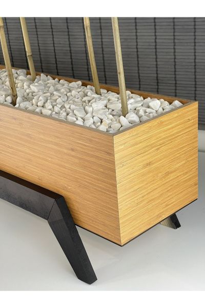 Ahşap 1 Mt Saksılı 10 Gövde 180cm Modern Ayaklı Dikdörtgen Yapay Yapraklı Dekoratif Bambu Seperatör