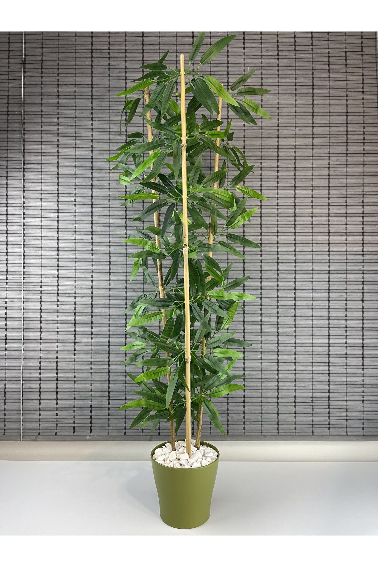 Dekoratif Yapay Yapraklı 3 Gövde Bambu Ağacı 110cm Yeni Ürün %100 Orjinal Bambu