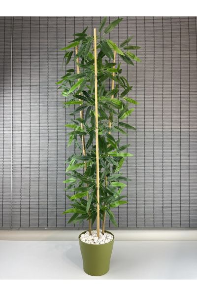 Dekoratif Yapay Yapraklı 3 Gövde Bambu Ağacı 110cm Yeni Ürün %100 Orjinal Bambu