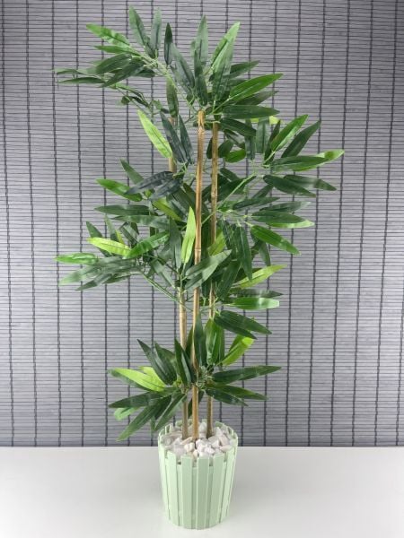 Yapay Yoğun Yapraklı Dekoratif Bambu Ağacı 3 Gövde 80cm