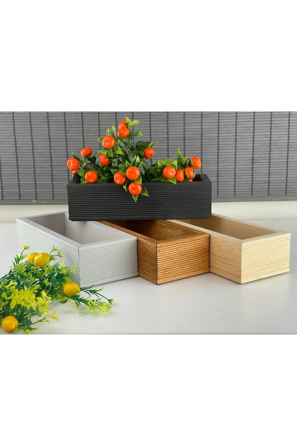 Ahşap Mutfak Düzenleyici/Ahşap Kutu,mutfak,Çiçeklik Dekorasyon 34X14 1 Adet