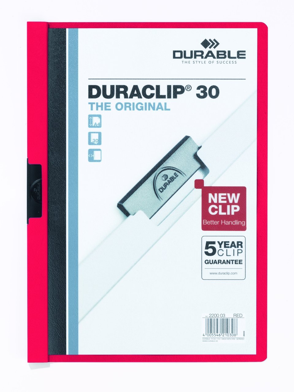 Durable Duraclip 30 Sayfa Kapasiteli Sıkıştırmalı Dosya Kırmızı