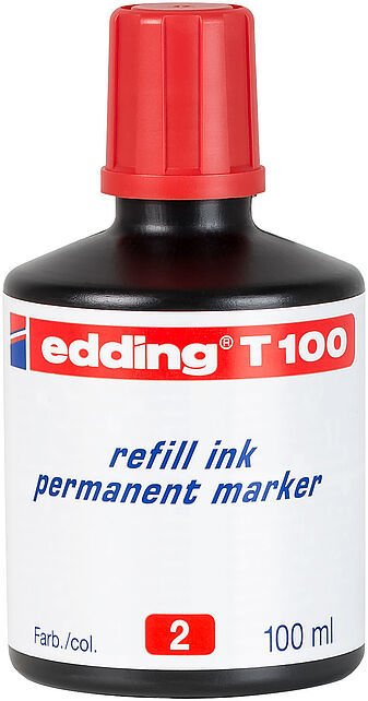 Edding T-100 Permanent Kalem Mürekkebi Kırmızı 100 ml