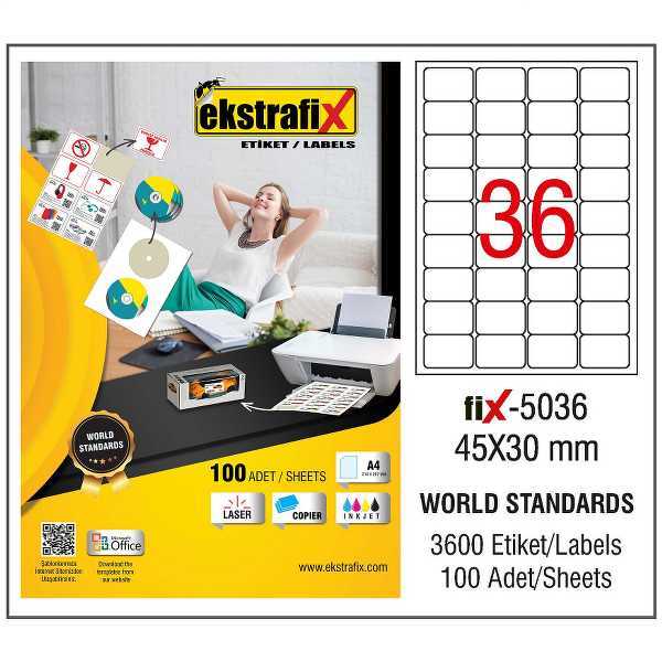 Ekstrafix Fix-5036  45x30 Laser Etiket