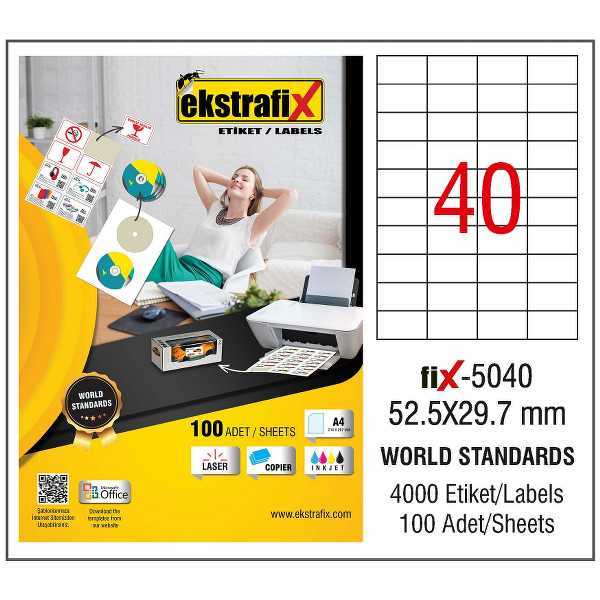 Ekstrafix Fix-5040  52.5X29.7  Laser Etiket