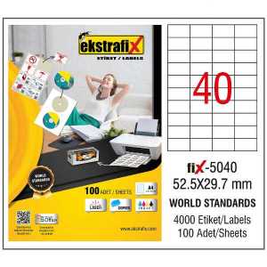 Ekstrafix Fix-5040  52.5X29.7  Laser Etiket