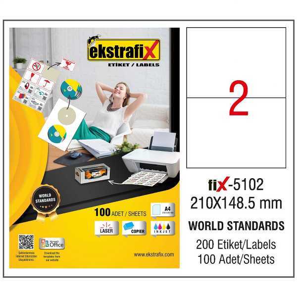 Ekstrafix Fix-5102  210x148.5  Laser Etiket