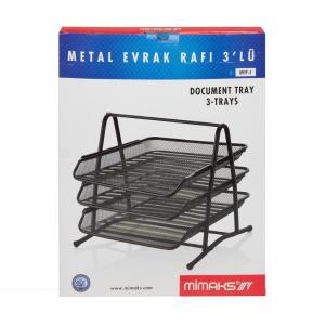 Mimaks MRF-3 Evrak Rafı Metal Sabit 3 Bölmeli – Siyah