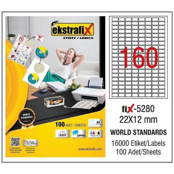 Ekstrafix Fix-5280 22x12 Laser Etiket