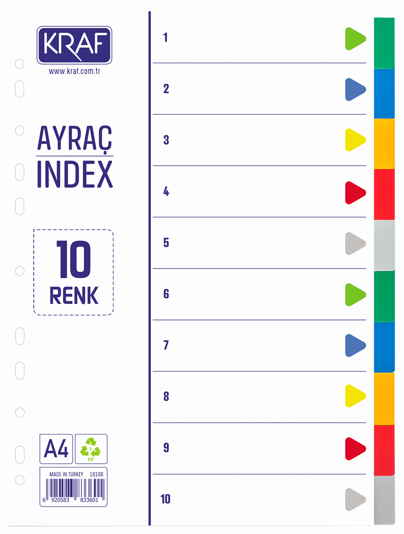 Kraf 1010R 10 Renk Dosya Ayraç / Seperatör