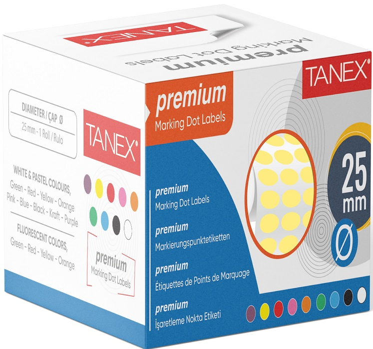 Tanex Nokta Etiket 25mm-2500 Adet Sarı