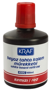 Kraf Beyaz Tahta Kalem Mürekkebi 100ml Kırmızı 450g