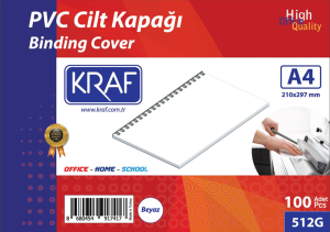 Kraf 512G Cilt Kapağı A4 160Mic 100 'lü Beyaz