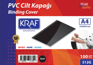 Kraf 512G Cilt Kapağı A4 160Mic 100 'lü Siyah