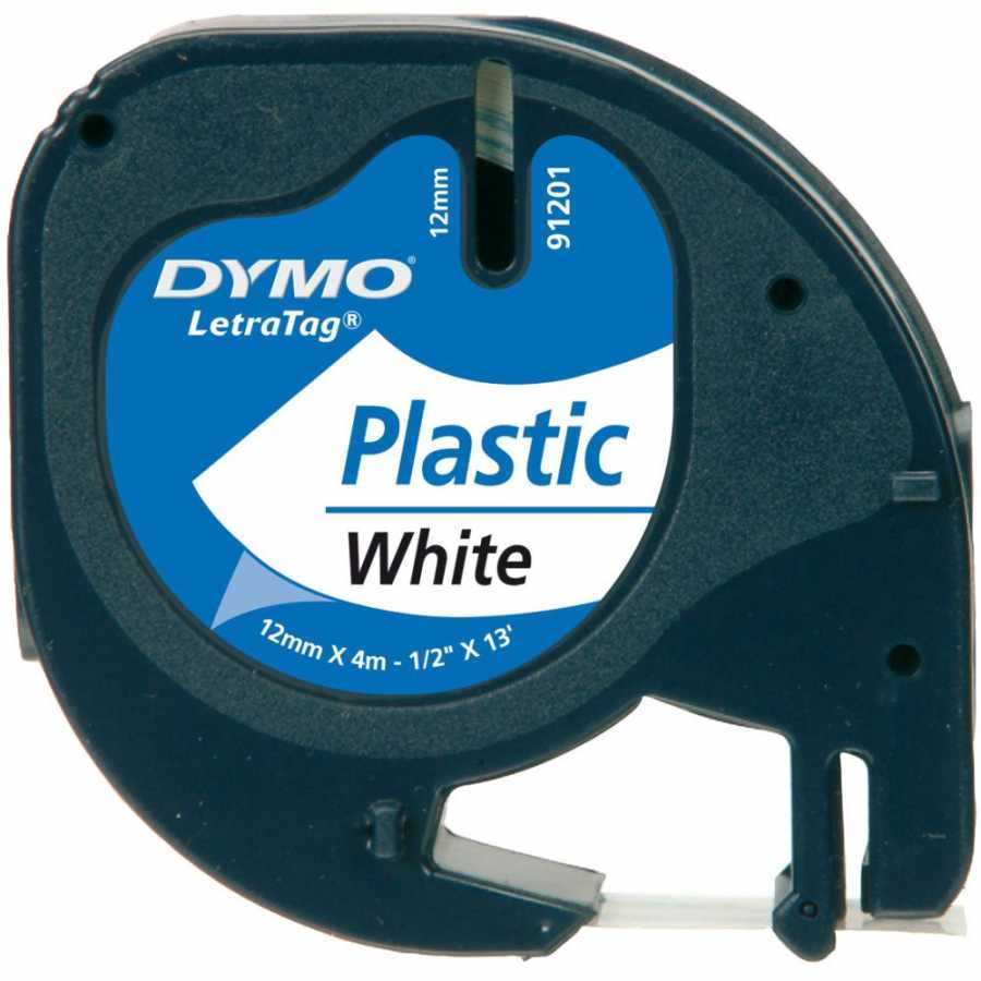 Dymo Letratag Plastik Etiket 12 mm x 4 m Beyaz