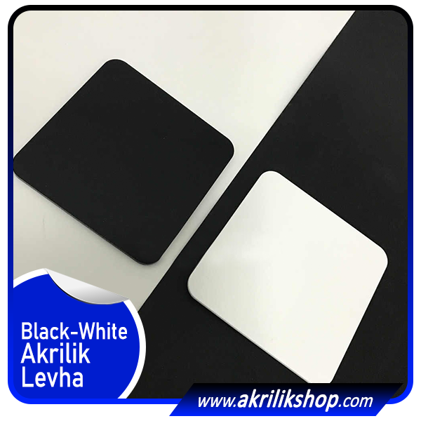 (Black -White)- Siyah Beyaz Akrilik Levha 3 mm Bw 150X300 (B)