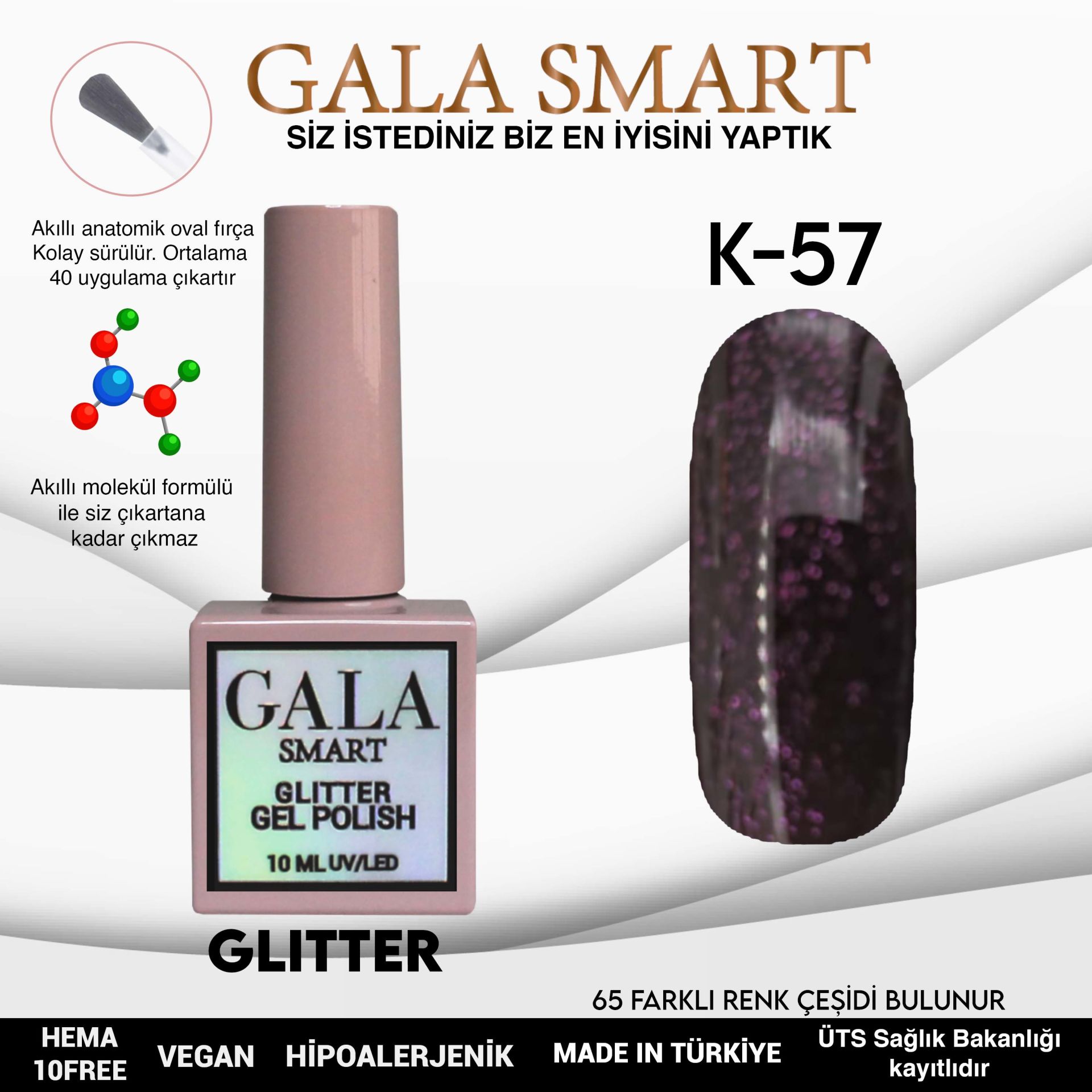 GALA SMART GLITTER KALICI OJE 10 mle K57