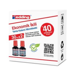 Edding Bt30 Tahta Kalemi Mürekkebi 30ml 2`li Kutu Kırmızı