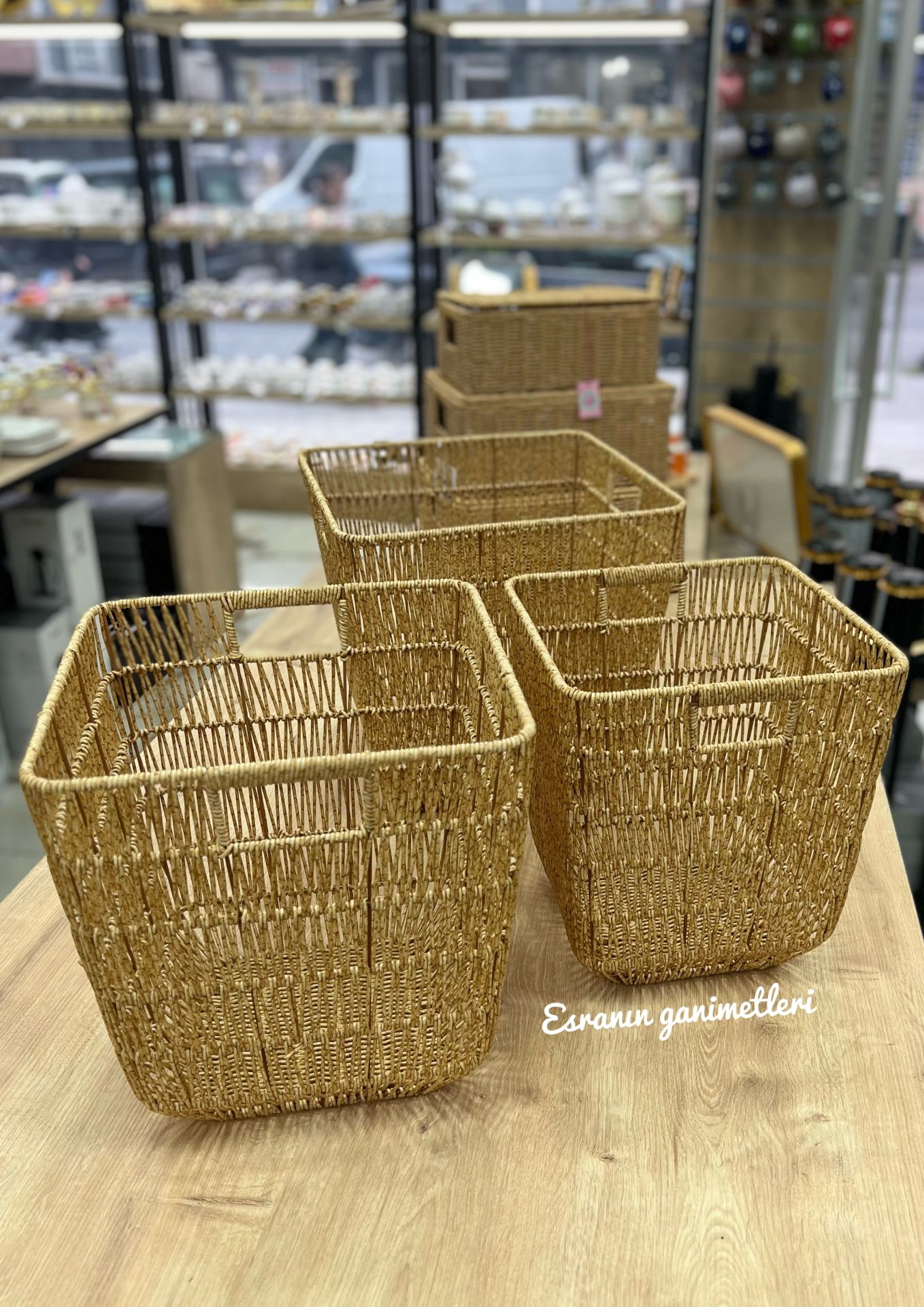 Rattan 3lü Kare Derin Sepet Set